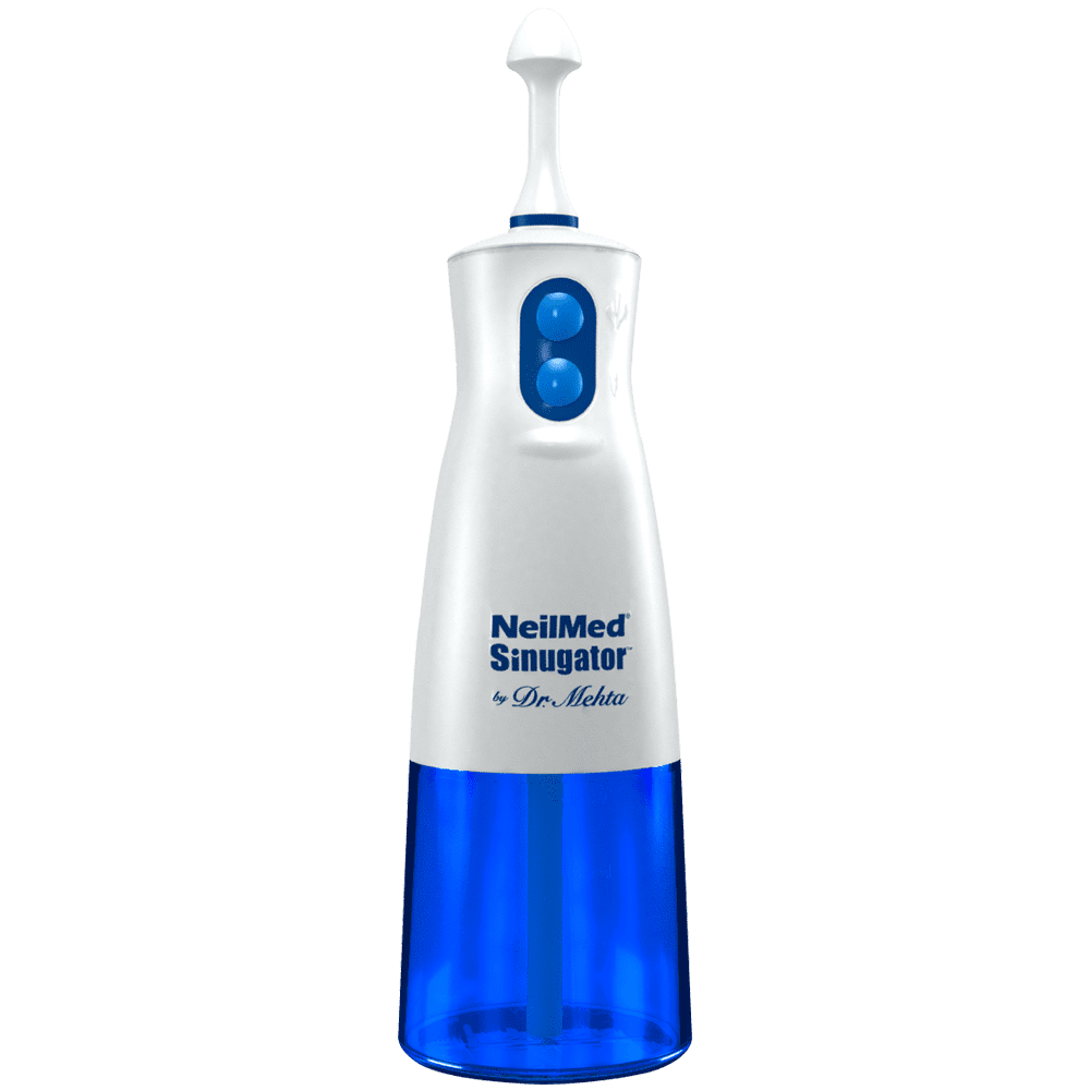 NeilMed Sinugator Cordless Nasal Irrigator Dual Speed Kit - 30 Pack, 3 AA Batteries, Pulsating Flow Technology, Blue
