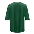thumbnail image 4 of Blmnix Green Casual Womens Tops Trendy Elbow-Length High Neck Solid Basic Loose Blouse Tees 2024, 4 of 5