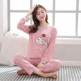 thumbnail image 2 of Pijamas de manga larga para mujer, conjunto de ropa de casa informal de gran tamaño, sección delgada, otoño e invierno, primavera y otoño, nuevo, 2 of 4