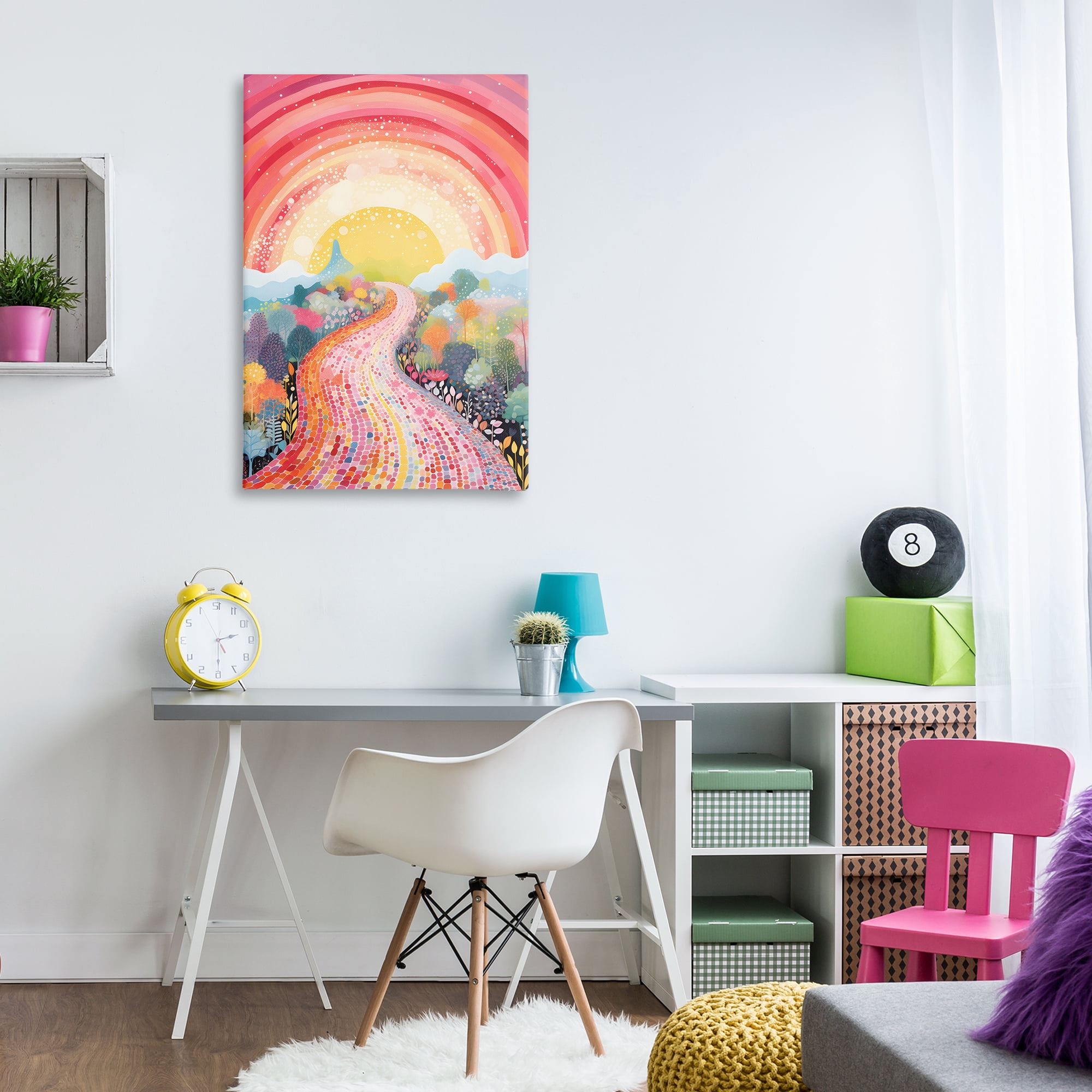 Stupell Industries Pink Brick Road Journey Landscape Painting Gallery Wrapped Canvas Art Print Wall Art, 24 x 36
