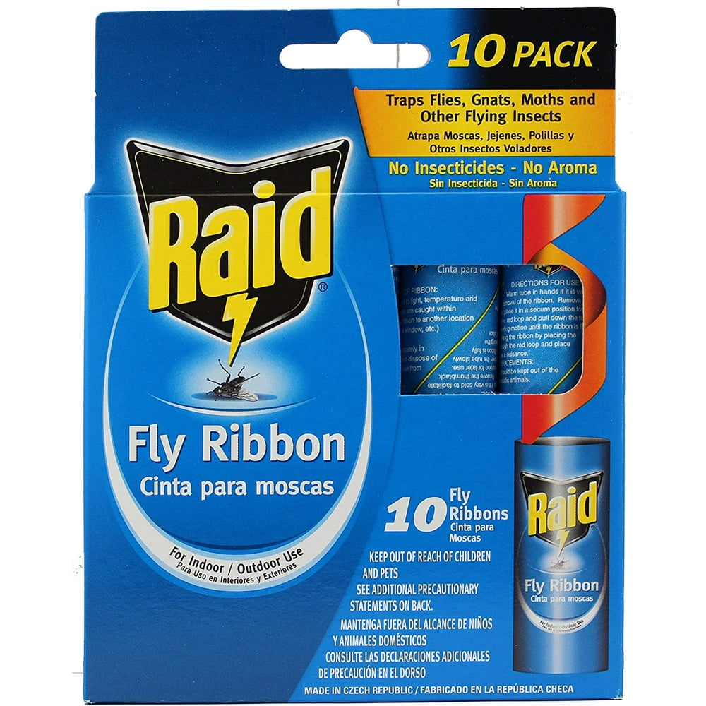 PIC Raid Fly Ribbons, 10 count, Outdoor and Indoor Fly Traps, Effective