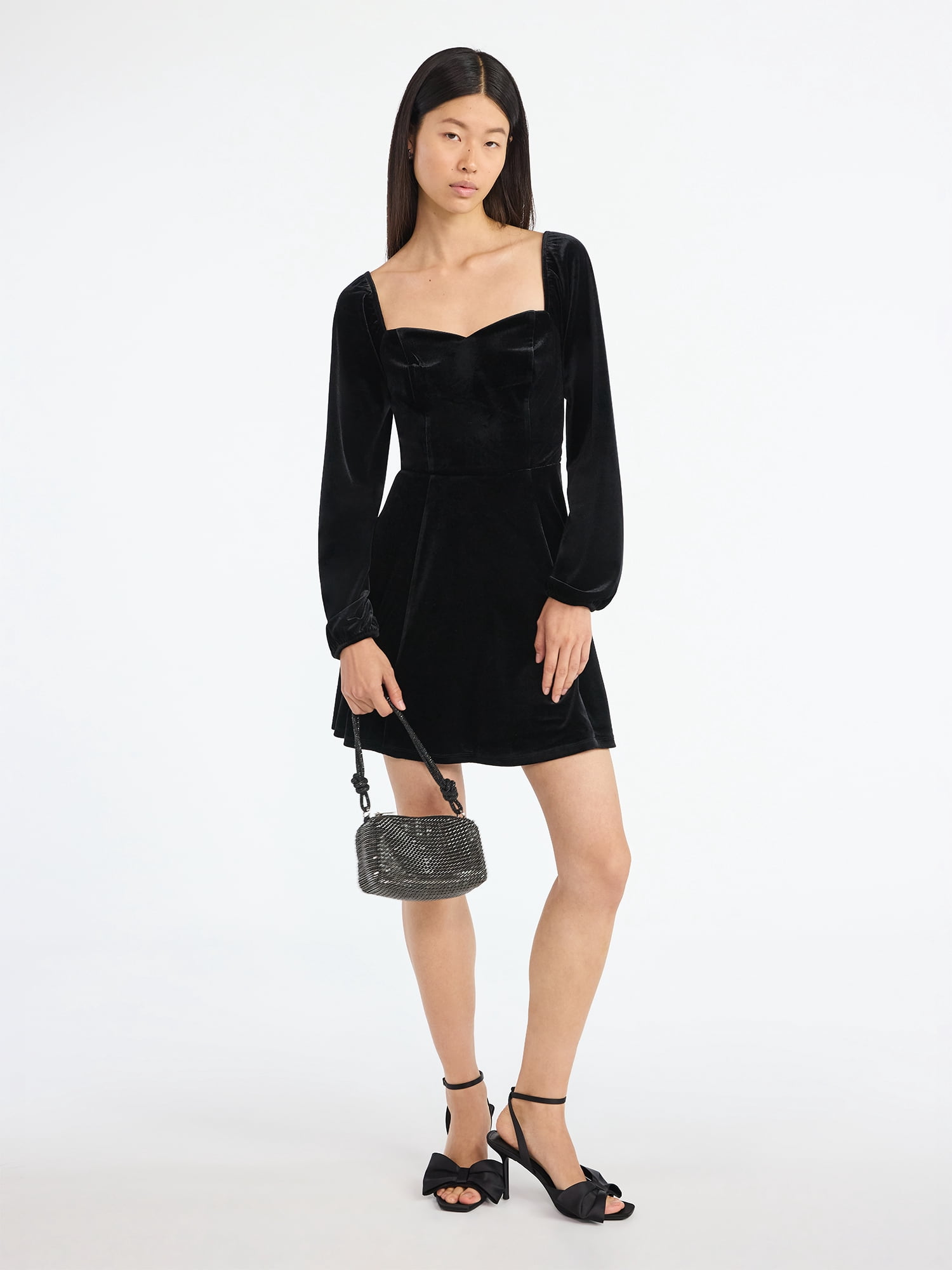 Scoop Women's and Women's Plus Velvet Sweetheart Mini Dress, Sizes XS-4X