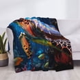 thumbnail image 3 of Fotbe Ice Blue Ocean Sea Turtle Manta de Franela con Estampado, Manta Ultrasuave para Cama, Sofá, Auto, Hipoalergénica y Antibolitas-50"x40", 3 of 6