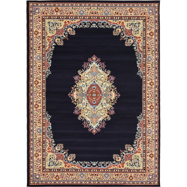 Unique Loom 3128740 7 10 feet (7' x 10') Mashad Area Rug, 7 x 10, Navy Blue/Ivory