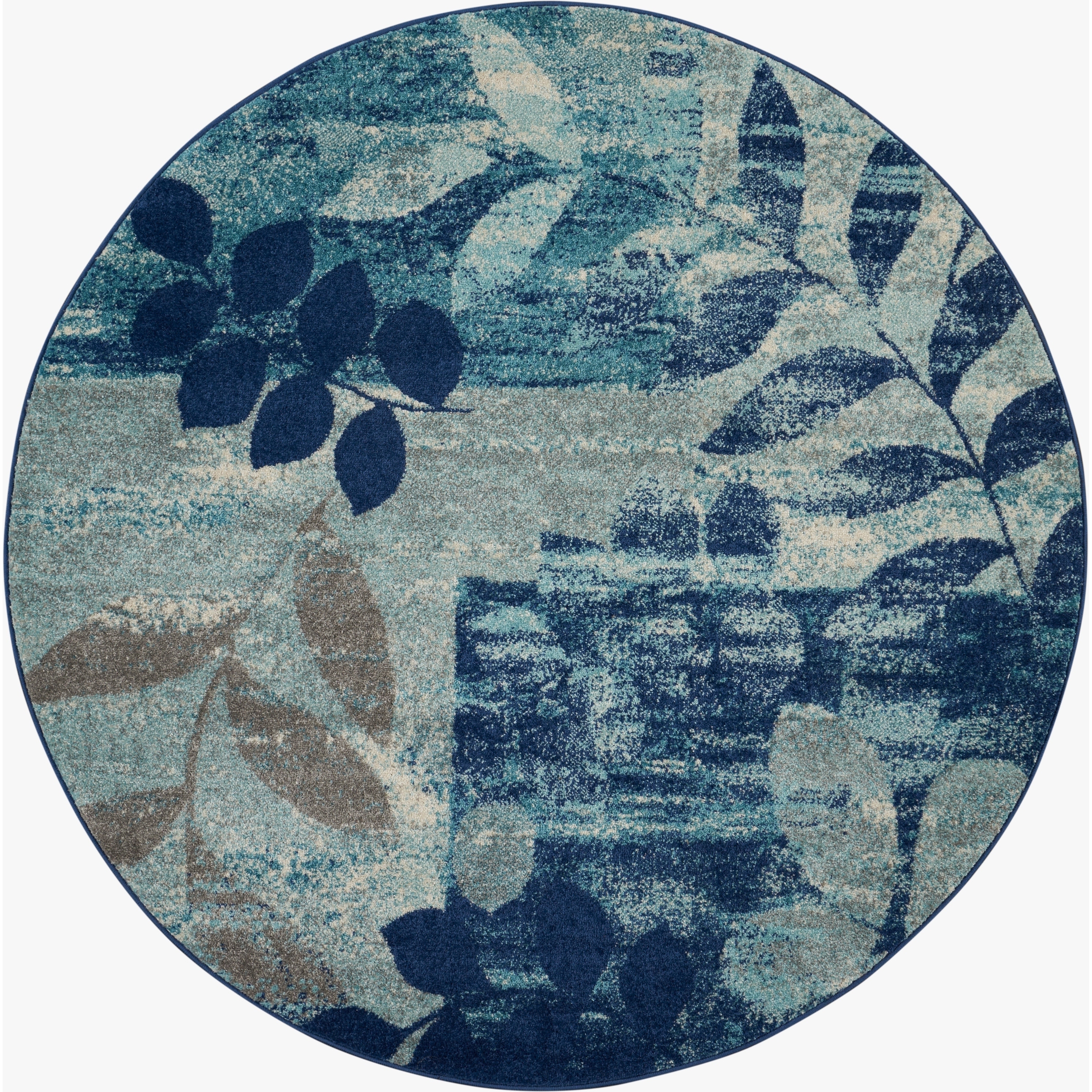 Nourison Tranquil Modern Botanical Navy/Light Blue Area Rug