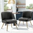 thumbnail image 2 of Andeworld Modern Accent Chairs Upholstered Living Room Chairs Faux Leather Accent Chairs Large Seat with Metal Legs for Living Room(Black, Set of 1), 2 of 7