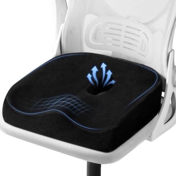 QUTOOL Memory Foam Donut Pillow, Ergonomic Center Cutout Seat Cushion, Non‑Slip Washable Cushion for Hemorrhoid, Tailbone & Coccyx Pressure Relief, for Office Chair, Desk Chair, Car Seat & Wheelchair