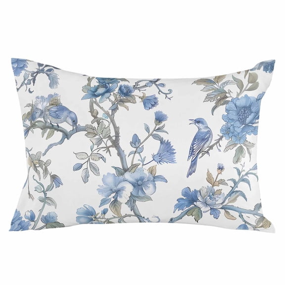 Farmhouse Flowers Pastoral Throw Pillow Cover, Pillowcase Protectors with Zipper, Breathable Decorative Lumbar Pillow Case Cover, Pillow Shams for Couch Sofa 12x20Inch