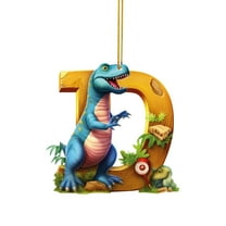 KCEHTA Christmas Dinosaur Ornaments, 26 Letter Cute Cartoon Dinosaur Christmas Tree Decorations, Dinosaur Ornaments for Christmas Tree, Dinosaur Acrylic Christmas Tree Holiday Ornament