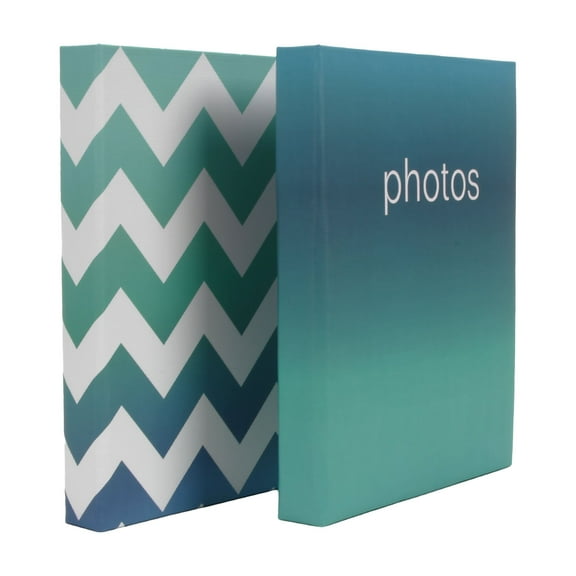 New View Gifts Blue/ Grey Chevron Photo Album 2 Pack, Holds 144 4"x6" Photographs