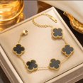 thumbnail image 1 of Four Leaf Clover Bracelet 18K Gold Bracelet for Women Simple Design Style, 1 of 4