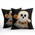 thumbnail image 4 of Ryan&nbsp; Halloween Throw Pillow Cover White Ghost Pumpkin Decorative Pillowcase Inch Set of 2 Holiday Cushion Covers Happy Halloween Spooky Black Pillow Protector for Home Sofa Patio Bedroom, 4 of 8