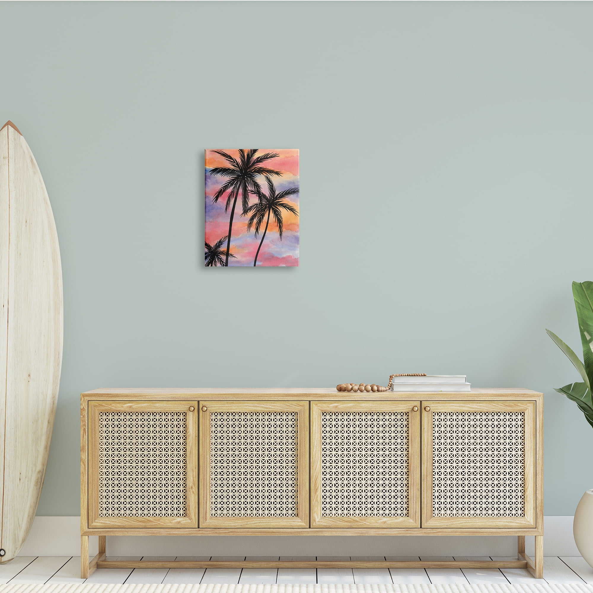 Stupell Industries Cloudy Sunset Sky Palm Tree Silhouette Warm Tropical, 16 x 20, Design by Nicholas Biscardi