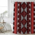 thumbnail image 6 of Red Black Boho Shower Curtain Set - Extra Long 72" x 96" Washable Bathtub Curtain with 12 Hooks, Geometric Vintage Abstract Art Waterproof Fabric Stall Shower Curtains for Bathroom/Bathtub Décor, 6 of 6