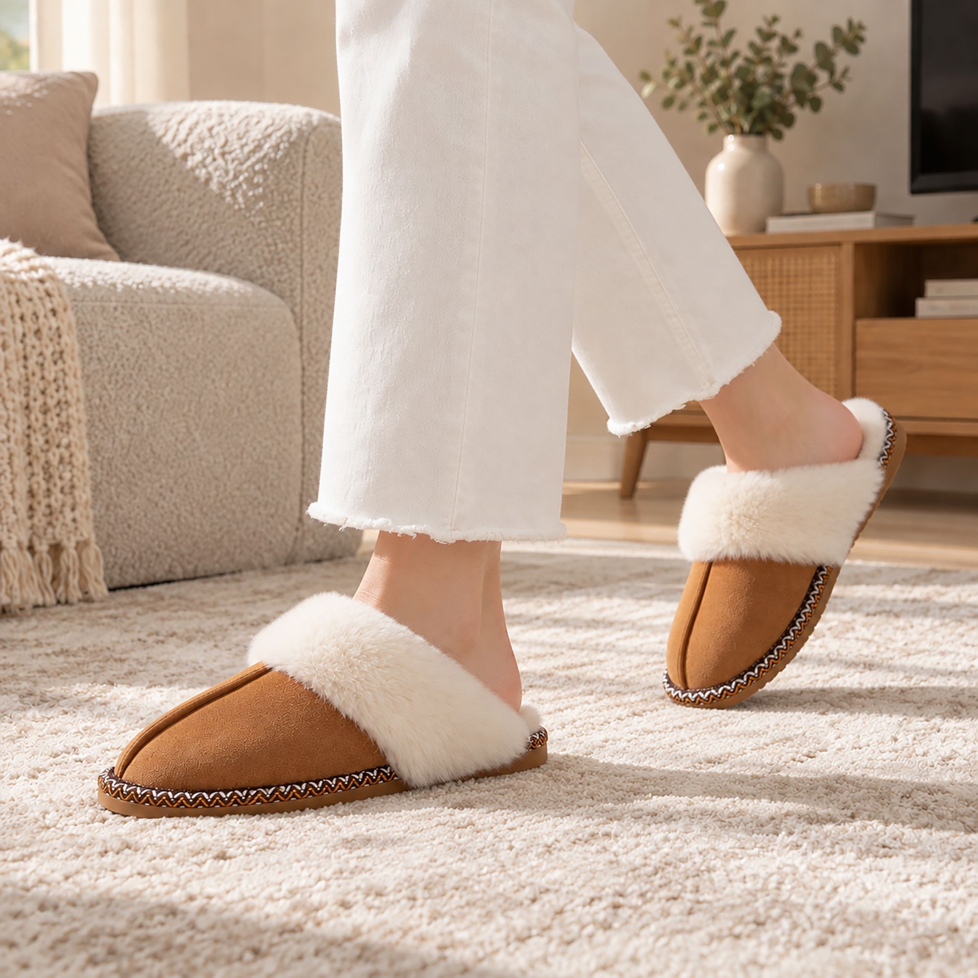 BERANMEY Women's Fuzzy Memory Foam Slippers photo 8
