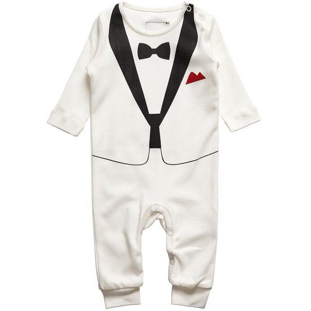 Bebé Bebé Niño Caballero Mono Manga Larga Algodón Primavera Lindo Suave MonoBlanco 95cm