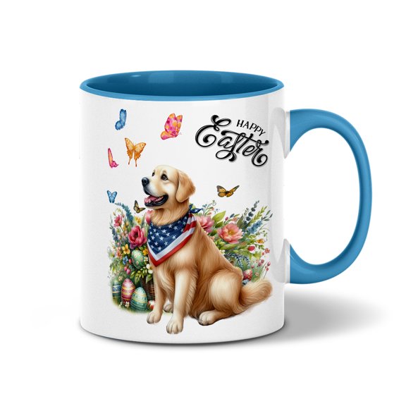 Golden Retriever Celebrates Spring and Enjoys a Happy Easter 11oz Accent Two-tone Mug Goldens Dog Lover Gifts Idea Coffee Tea Cup - 02001