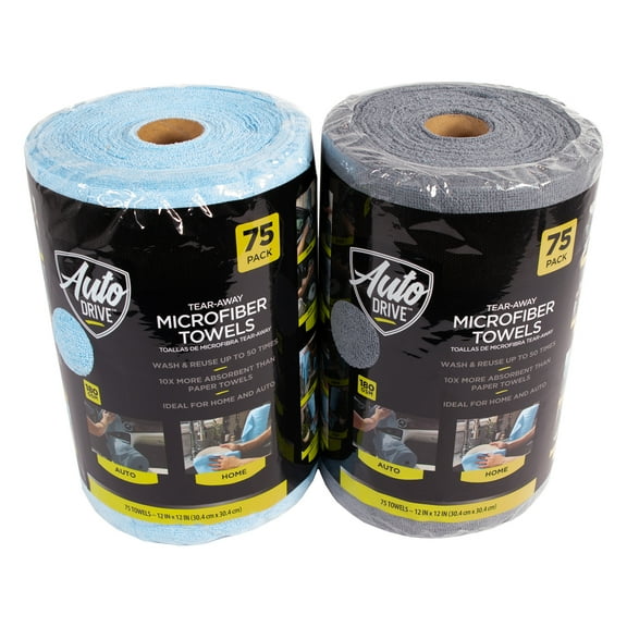 Auto Drive Tear Away Multi-Purpose Microfiber Towel Roll, 75 Pack