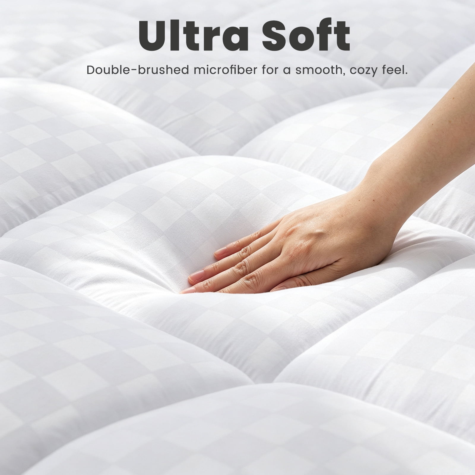 WISHEAD Full Mattress Topper, Plush Pillow Top Mattress Pad, 700 GSM Down Alternative Fill, Cooling 400TC Breathable Cover, Deep Pocket Up to 21", White