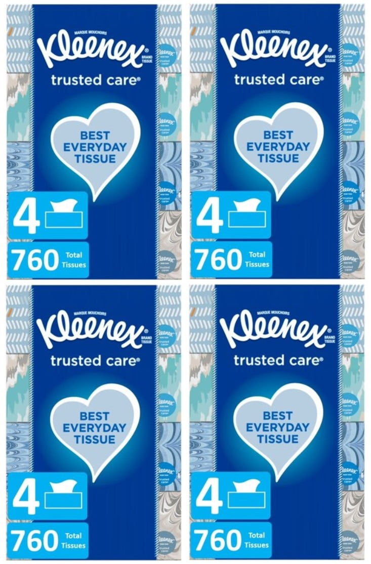 Kleenex Trusted Care Everyday Facial Tissues, 16 Boxes 190 Tissues per
