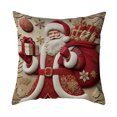 thumbnail image 1 of Funda de cojín navideña de 18 x 18 pulgadas con renos de Papá Noel y cremallera oculta, funda de cojín con árbol y muñeco de nieve, 1 of 7