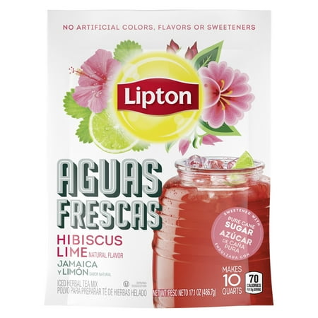 Lipton Aguas Frescas Drink Mix Hibiscus Lime no artificial flavors or colors 10