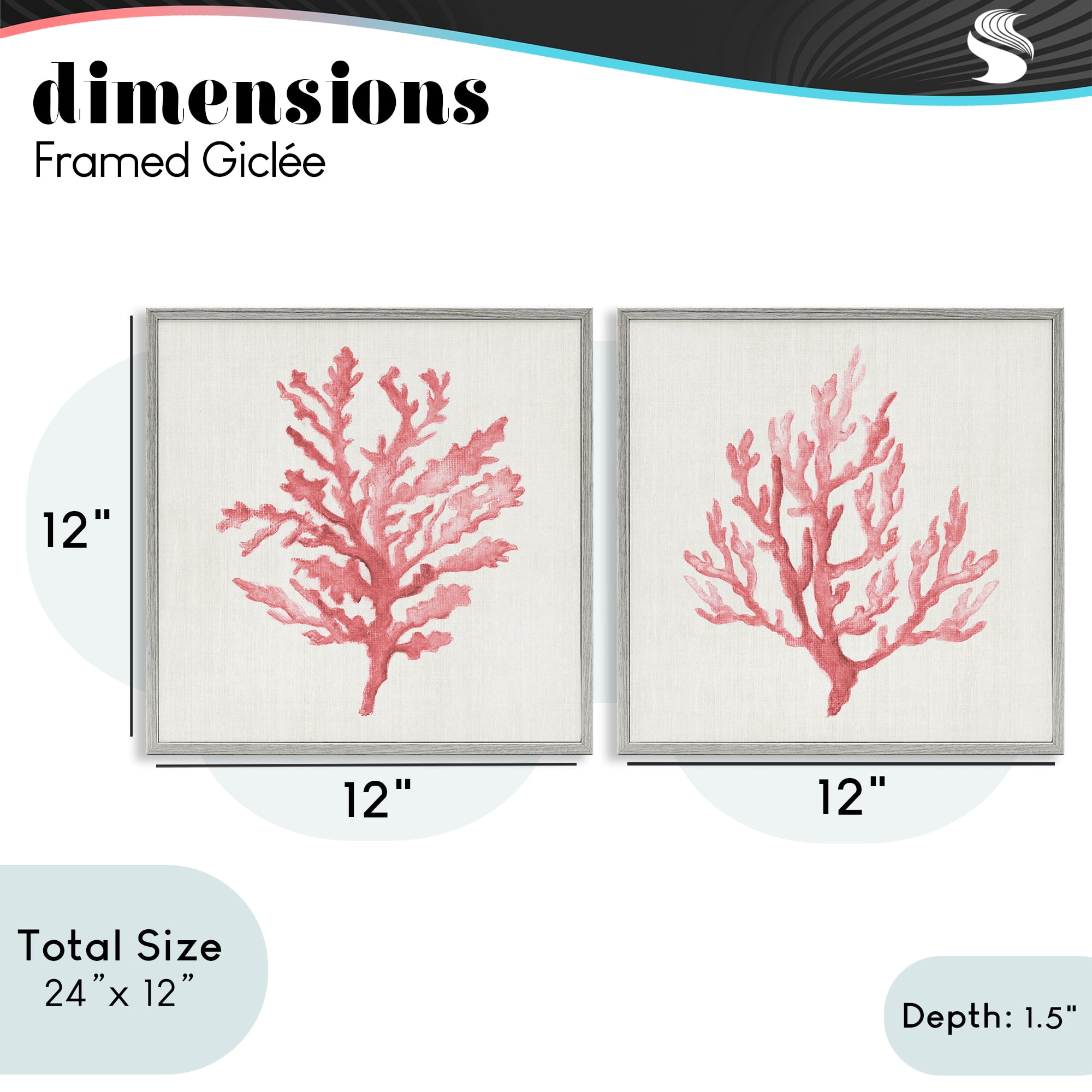 Stupell Industries Rosy Pink Coral Branches 2 Piece Gray Framed Giclee Art Set, design by Janet Tava