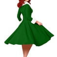 thumbnail image 6 of NSLGXD Women Elegant Christmas Dresses V Neck Fleece Collar 1950s Vintage Midi Swing Dress Casual Xmas A Line Party Holiday Dresses, 6 of 8