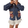 thumbnail image 1 of Honganda Cardigan Pull d'Automne pour Femmes Manches Longues Col Rond Boutonné Imprimé Ours Tricot, 1 of 3