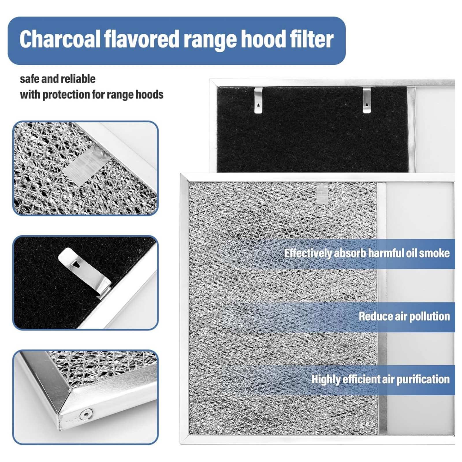 TAPDRA 11.4x11.8in Range Hood Grease Filter BP57 for Broan Estate Whirlpool Vent Hoods Aluminum Activated Carbon Filter