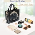 thumbnail image 4 of Corduroy Composite Fabric Tote Bag Magnetic Snap Large Capacity Crossbody Bag Beige Shoulder Strap Black Devil Dragon, 4 of 8