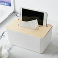 thumbnail image 1 of Removable Wood Cover Plastic Tissue Box Holder Storage Organizer for Home Car Office(Rectangle), 1 of 1