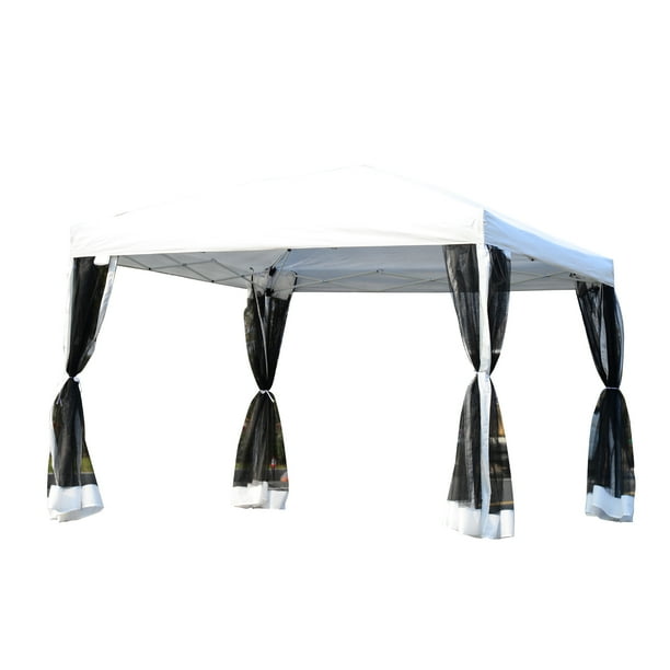Outsunny 10 x 10 ft. Easy Pop Up Canopy with Mesh Side Walls Walmart