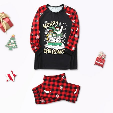 

ERTUTUYI Mon Sleepwear For Christmas Family Matching Pajamas Cute Big Headed Deer Print Pjs Plaid Long Sleeve Tops And Pants Soft Casusal Holiday Sleepwear Black L