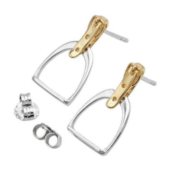 AWST Int'l Two-Tone English Stirrup Earrings