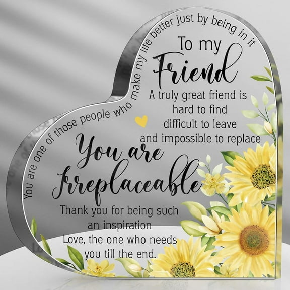Friends Gifts for Women, Friendship Bestie Plaque for Female, Best Sunflower Flower Sister Gift, Christmas, Birthday, Thank You Gift for Women Acrylic Friendship Gift (Warm Style)