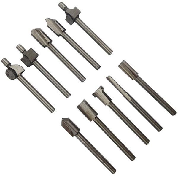 10pcs Shank High-speed Steel Router Bits 1/8 Inch for Foredom Rotary Tool  (Silver) 