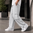 thumbnail image 6 of Glisme Trousers For Men High Waist Straight Leg Loose Fit Solid Color Slacks Simple Daily Wear 3Xl Light Gray, 6 of 8
