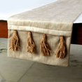 thumbnail image 3 of The HomeCentric Decorative Table Runner 14'' x 36'' Suede with Foil & Tassels - Kayla, Gold, Solid Color Pattern, 3 of 4