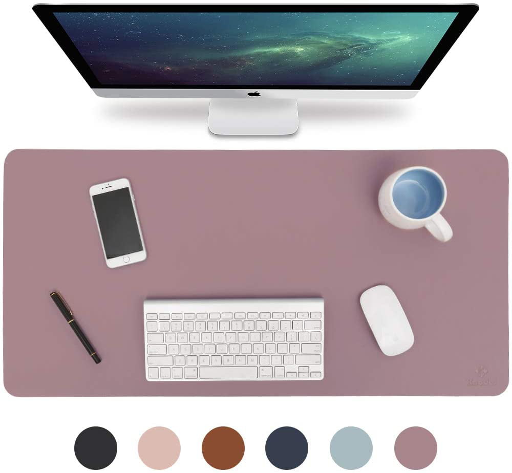 Gray/Silver, 35.4 x 17 AFRITEE Desk Pad Protector Mat Dual Side PU Leather Desk Mat Large Mouse Pad Waterproof Desk Organizers Office Home Table Decor Gaming Writing Mat Smooth