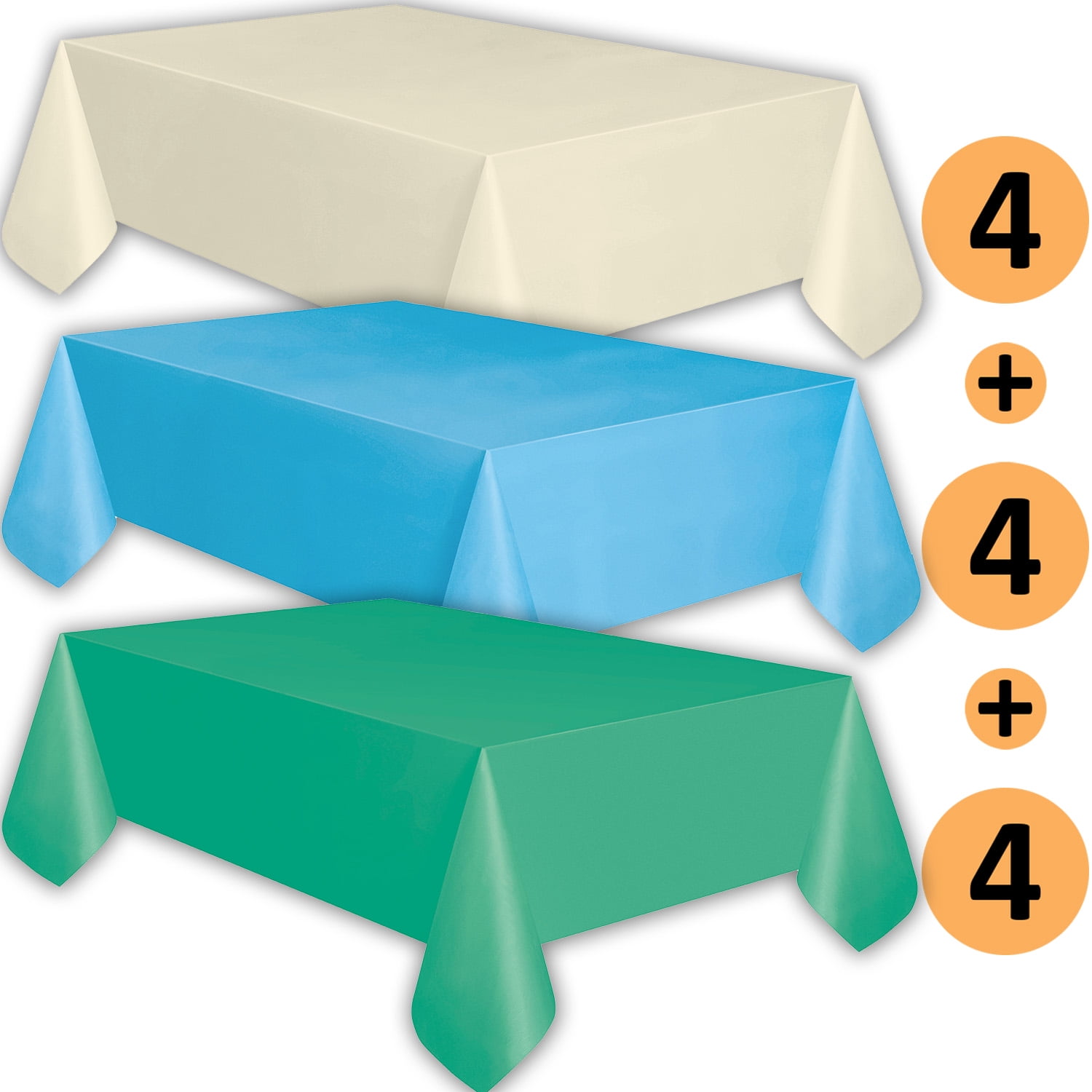 12 Plastic Tablecloths Ivory, Turquoise, Teal Premium Thickness