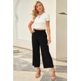 thumbnail image 3 of POGLIP Pantalon Court Droit Taille Haute Paperbag Noir pour Femmes, 3 of 6