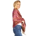 thumbnail image 4 of Sakkas Kalin Long Wide Woven Patterned Fringe Tassel Pashmina Shawl / Scarf - Pink / Black - One Size Regular, 4 of 5