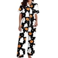 thumbnail image 4 of FASHOFT 2 Piece Halloween Pajamas for Women Set Soft Long Sleeve Button Down Sleepwear Top and PJ Pants Loungewear Set Black L, 4 of 7