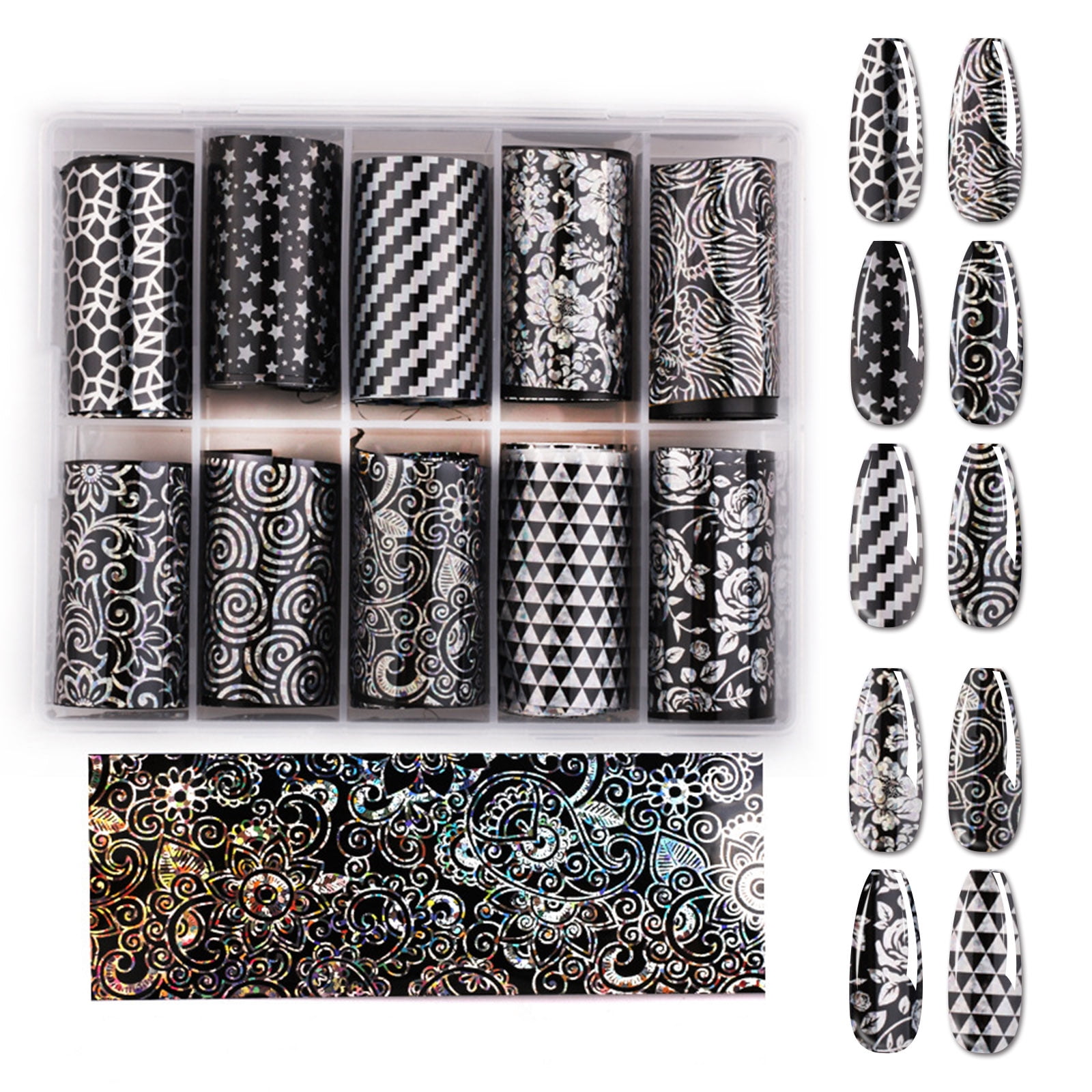 Classic styles Professional 10 sheets nail art foil stickers come in