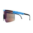 thumbnail image 4 of 80s Pop Paint Splatter Rimless Half Rim Oversize Sport Plastic Sunglasses Blue Mirror, 4 of 4