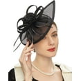 thumbnail image 2 of PuliPuqi Pillbox Hats 20s 50s Vintage for Women Tea Party Hats with Feather Mesh Veil Headband, 2 of 6