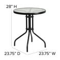 thumbnail image 2 of 23.75'' Round Glass Metal Table with 2 Black Metal Aluminum Slat Stack Chairs, 2 of 9