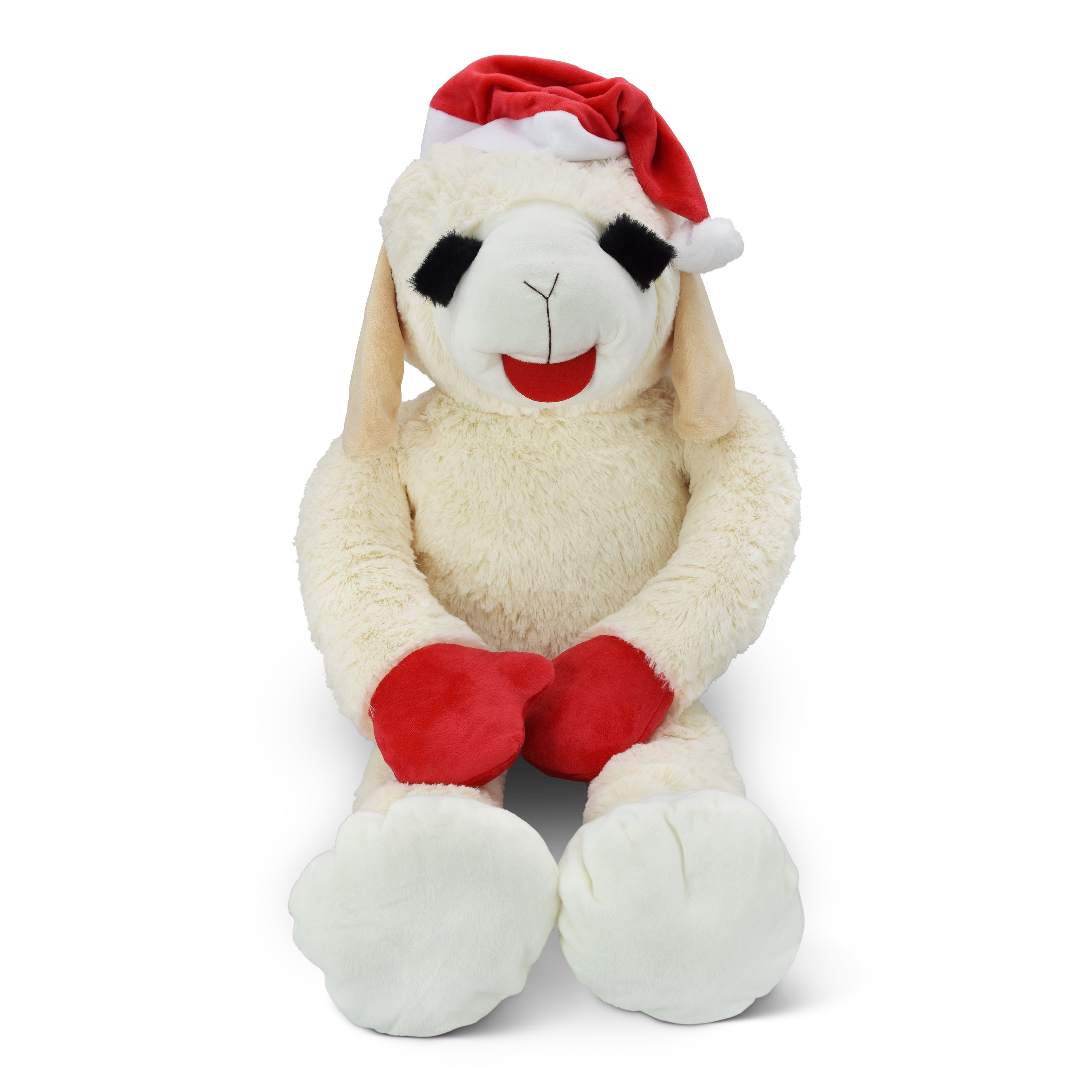 Multipet Holiday Super-Sized Plush Lamb Chop with Santa Hat, 3 Feet Tall, Limited Edition