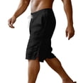 thumbnail image 4 of Yertdoel Mens Linen Shorts Soild Color Elastic Waist Drawstring Knee Length Shorts with Pockets Soft Lightweight Loose Breathable Outdoor Workout Running Summer Casual Beach Shorts, 4 of 8